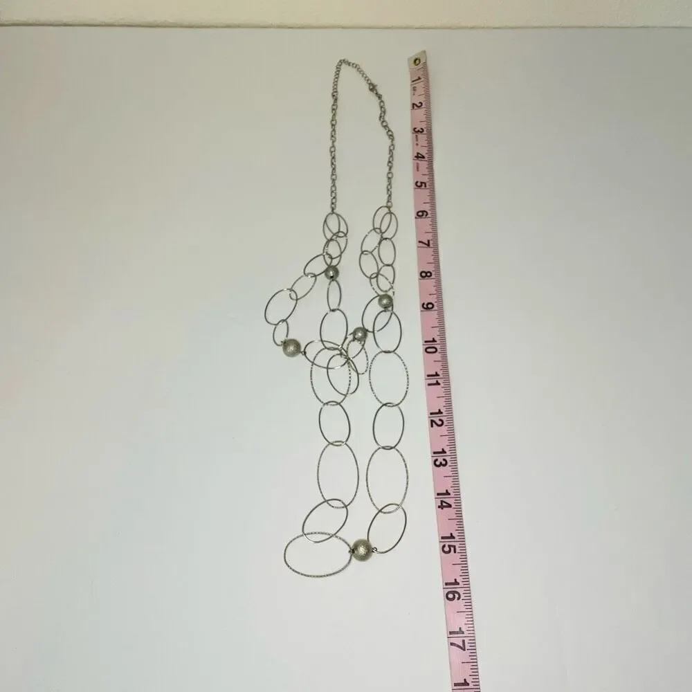 Double Strand Chain Fashion Necklace Silver Color